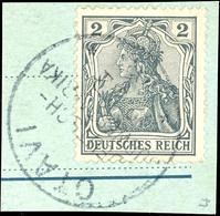 OTAVI DEUTSCH-SÜDWESTAFRIKA Zarter Abschlag Auf Tadellosem Postkartenabschnitt Mit DR 2 Pfg Germania, Katalog: DR68 BS - Duits-Zuidwest-Afrika