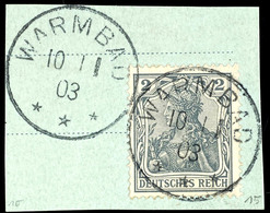 WARMBAD 10/1 03, Zwei Vollständige Abschläge Auf Tadellosem Postkartenabschnitt Mit DR 2 Pfg Germania, Katalog: DR68 BS - Deutsch-Südwestafrika
