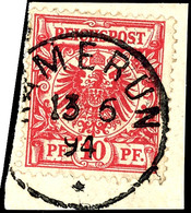 10 Pfennig Mittel(karmin)rot, UV Dunkelgelb, Tadellos Auf Briefstück Mit Stempel "KAMERUN 13/6 94", Fotoattest Dr. Hartu - Cameroun