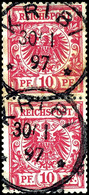 10 Pfennig Krone/Adler Im Senkrechten Doppelstück, 2 Zentrale Stempel "KRIBI", Gut Erhalten, Geprüft Eibenstein BPP, Mic - Camerun