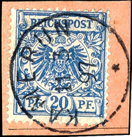 Vorläufer 20 Pfennig Lebhaft Kobaltblau, Seltene Spätverwendung Im März 97, Tadelloser Postanweisungsabschnitt, Verdient - Cameroun