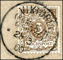 3 Pfennig Krone/Adler, Tadelloses Briefstück, Stempel "VIKTORIA (KAMERUN-GEBIET)", Geprüft Eibenstein BPP, Michel/Steuer - Camerun