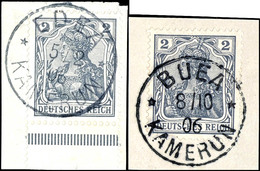 6 Mitläufer Germania Auf Luxusbriefstücken, Stempel "BUEA, DUALA, EDEA, JABASSI", Selten!, Katalog: DR68,69,83,84 BS - Cameroun