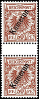 50 Pfg Krone/Adler Lebhaftrötlichbraun, Senkrechtes Zwischenstegpaar, Postfrisch, Mi. 200.-, Katalog: 6ZS ** - Cameroun