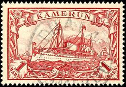 1 Mark Kaiseryacht, Gestempelt "DUALA", Tadellos, Geprüft Steuer BPP, Michel 90,-, Katalog: 16 O - Camerún