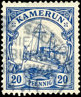 20 Pfennig Kaiseryacht Mit Wasserzeichen, Gut Erhalten, Seepoststempel "HAMBURG-WESTAFRIKA", Doppelt Geprüft Bothe BPP,  - Camerún