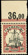 4 D. Auf 40 Pfg Kaiseryacht, Tadellos Postfrisch, Mi. 60.-, Katalog: 7 ** - Cameroun