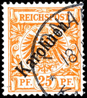 25 Pfennig Krone/Adler Mit Diagonalem Aufdruck "Karolinen", Gestempelt " PONAPE", Rückseitig Winzig Falzhell, Kaum Wahrn - Caroline Islands