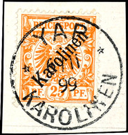 25 Pfennig Krone/Adler Mit Diagonalem Aufdruck "Karolinen", Schönes Briefstück Mit Winzigem Eckzahnfehler, Während Der K - Caroline Islands