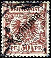 50 Pfennig Krone/Adler Mit Diagonalem Aufdruck "Karolinen ", Tadellos, Gestempelt "PONAPE", Fotoattest Dr. Steuer VÖB, M - Isole Caroline