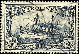 3 Mark Kaiseryacht, Tadellos, Gestempelt "PONAPE", Geprüft Pfenninger, Michel 170,-, Katalog: 18 O - Isole Caroline