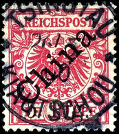 10 Pfennig Krone/Adler Mit Diagonalem Aufdruck " CHINA " Und Zusätzlichem Buchdruckaufdruck " 5 Pfg. " In Type 3, Michel - Kiautchou