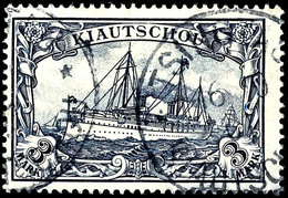 3 Mark Kaiseryacht, Tadellos, Gestempelt "TSINGTAU", Michel 240,-, Katalog: 16 O - Kiauchau