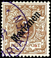 3 Pfennig Krone/Adler Mit Diagonalem Aufdruck "MARIANEN", Tadellos, Violetter Teilstempel "SAIPAN 29.11.99", Fotoattest  - Marianen