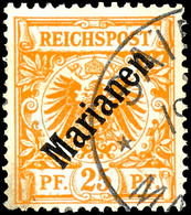 25 Pfennig Krone/Adler Mit Diagonalem Aufdruck, Rückseitig Leichte Mängel, Optisch Recht Gut Wirkend, Teilstempel "SAIPA - Isole Marianne