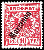 10 Pf. Steilaufdruck Dunkelrosa(rot), UV Gelblichorange, Tadellos Postfrisch, Fotoattest Dr. Hartung: "farbfrisch, Sehr  - Isole Marianne