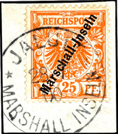 25 Pfennig Krone/Adler Mit Aufdruck "Marschall-Inseln", Tadellos, Briefstück Mit Stempel "JALUIT MARSHALL-INSELN", Sorte - Marshall Islands