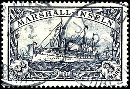 3 Mark Kaiseryacht, Gestempelt, Geprüft, Michel 240,-, Katalog: 24 O - Marshall Islands