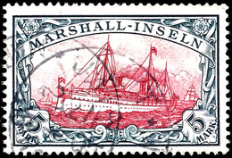 5 Mark Kaiseryacht, Tadellos, Gestempelt "JALUIT", Geprüft Steuer BPP, Michel 600,-, Katalog: 25 O - Marshall Islands