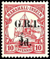 1 Auf 2 D. Auf 10 Pfg Kaiseryacht, Tadellos Ungebraucht, Sehr Selten, Auflage Nur 480 Stück, U.a. Gepr. Pauligk BPP, Mi. - Isole Marshall