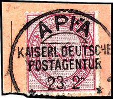 2 Mark Dunkelrotkarmin, Tadelloser Postanweisungsausschnitt Mit Stempel "APIA KAISERL.DEUTSCHE POSTAGENTUR", Michel 350, - Samoa