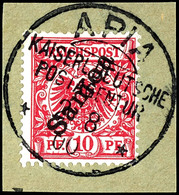 10 Pfg Dunkelrosa, Gestempelt "APIA 2.8.00" Auf Briefstück, Fotobefund Jäschke-L. BPP, Mi. 250.-, Katalog: 3b BS - Samoa