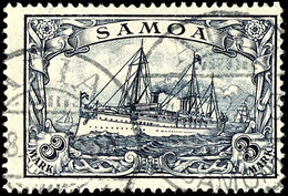 3 Mark Kaiseryacht, Tadellos, Gestempelt "APIA", Geprüft Pfenninger, Michel 170,-, Katalog: 18 O - Samoa