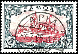 5 Mark Kaiseryacht Hohenzollern, Luxusstück, Gestempelt "APIA", Geprüft Mansfeld BPP, Michel 600,-, Katalog: 19 O - Samoa