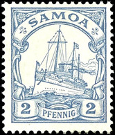 2 Pfg Kaiseryacht Als Probedruck, Tadellos Ungebrauchtes Und Farbfrisches Kabinettstück Der Seltenen Marke Mit Originalg - Samoa