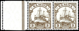 3 Pfennig Braun, Doppelstück Mit Anhängendem Leerfeld, Tadellos Postfrisch, Michel 250,-, Katalog: 20L ** - Samoa