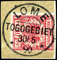 Vorläufer 10 Pfennig Rosarot, Schönes, Optisch Sehr Ansprechendes Briefstück Trotz Teilweiser Scherentrennung Oben, Stem - Togo