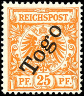 25 Pfg Krone/Adler, Tadellos Postfrisch, Kabinett, Gepr. Pauligk BPP, Katalog: 5 ** - Togo