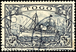 3 Mark Kaiseryacht, Tadellos, Gestempelt " LOME ", Geprüft Pfenninger, Michel 180,-, Katalog: 18 O - Togo