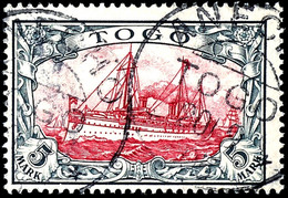 5 Mark Kaiseryacht Hohenzollern, Tadellos, Gestempelt "ANECHO", Geprüft Pfenninger, Michel 600,-, Katalog: 19 O - Togo