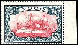 5 M. Kaiseryacht Mit Wz., Kriegsdruck, Mit Rechtem Bogenrand, Tadellos Postfrisch, Luxus, Gepr. Pauligk BPP, Im Mi. Unte - Togo