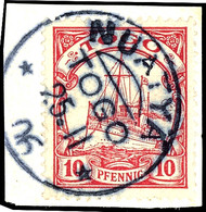 NUATYÄ Auf 10 Pfennig Rot, Tadelloses Briefstück , Gepr. Eibenstein BPP, Katalog: 9 BS - Togo