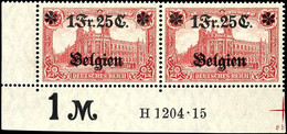 1 Franc 25 C. Auf 1 Mark, Postfrisch Aus Der Linken Unteren Bogenecke Mit HAN H 1204.15, Geprüft Hey BPP, Mi.700,-, Kata - Other & Unclassified