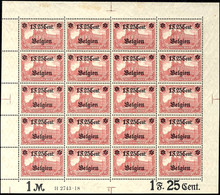 1 Franc 25 C. Auf 1 Mark, Zähnung 25:17, Postfrischer Originalbogen Mit HAN 2743.18 Und Spiegelverkehrter Platte Nr.2, A - Other & Unclassified