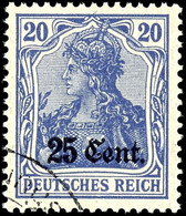 25 C. Auf 20 Pfg Germania Dunkelviolettblau, Sauber Rundgestempelt, Tadellos, Tiefst Gepr. Hey BPP, Mi. Ohne Preis, Kata - Sonstige & Ohne Zuordnung