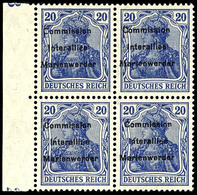 20 Pfennig Germania Mit Aufdruck, Postfrischer Viererblock Vom Linken Rand (dort Falzrest), Mit Aufdrucktypen AI(2), BIs - Other & Unclassified