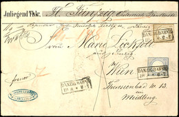 5 Gr. Kleiner Schild Zusammen Mit 2 Gr. Großer Schild Auf Wertbrief Von (Ra2) "DANZIG BAHNH. 19 3" (1873) Nach Wien / Ös - Autres & Non Classés