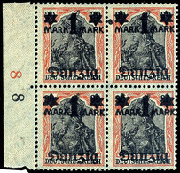 1 Mark Auf 30 Pfennig, Unterdruck Spitzen Nach Oben, Postfrischer Viererblock Vom Rechten Rand, Alle Marken Mit Abart "D - Altri & Non Classificati