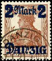 2 Mark Auf 35 Pfennig Spitzen Nach Oben, Gefälligkeitsstempel, Plattenfehler IX "n In Danzig Gebrochen", Geprüft Soeckni - Autres & Non Classés