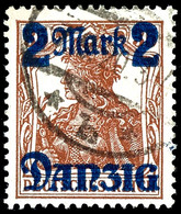 2 Mark Auf 35 Pfennig Ohne Netzunterdruck, Zeitgerecht Gestempelt Mit Plattenfehler V "Bruch Durch Zi Von Danzig", Fotoa - Autres & Non Classés