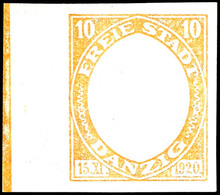 10 Pfennig Kogge, Probedruck Mit Gelben Rahmen Ohne Mittelstück, Undurchstochen, Ungebraucht, Geprüft Kniep BPP, Mi.400, - Other & Unclassified