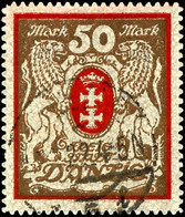50 Mark Stadtwappen Rot/gold Mit Stehendem Wasserzeichen 2 X, Zeitgerecht Entwertet "Danzig * 5 I ... 22 4-5N", Minimal  - Other & Unclassified
