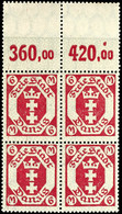 6 Mark Staatswappen, Postfrischer Viererblock Mit Oben Anhängenden Leerfeldern In Markengröße, Mi.-,-, Katalog: 109(4)L  - Sonstige & Ohne Zuordnung