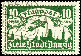 10 Mark Flugpostmarke, Zeitgerecht Gestempelt, Kurzbefund Soecknick BPP "echt, Einwandfrei", Mi.150,-, Katalog: 117 Oo - Sonstige & Ohne Zuordnung