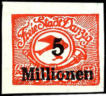 5 Millionen Mark Flugpostmarke, Postfrisch Mit Abart "5 Millionen Auf 10000 Mark, Ungezähnt Mit Wasserzeichen 3 X", Unik - Sonstige & Ohne Zuordnung