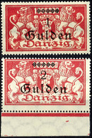2 Gulden Auf 1000000 Mark, Postfrisch, 2 Exemplare, Jeweils Mit Plattenfehler I "Schrägstrich Durch K Von Mark" Und II " - Other & Unclassified